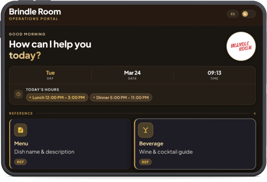 App dashboard showing the main operations interface
